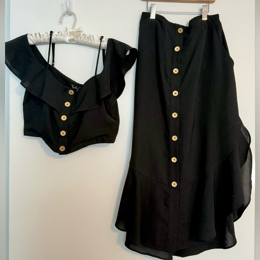 Lulus Ruffled Skirt Set with Crop Top